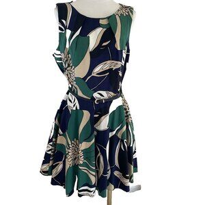 Closet London Fit And Flare Dress Size 14 Colorful Floral Print Pockets Stretch